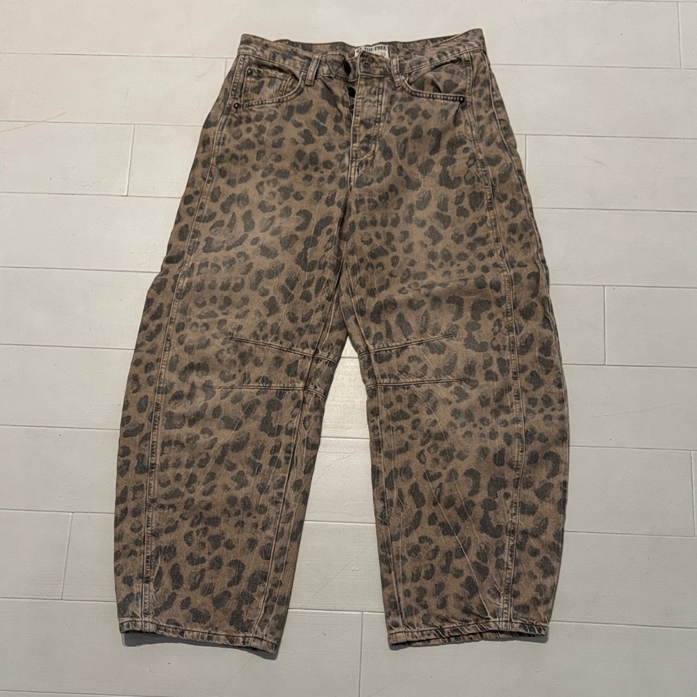We The Free Brown Leopard Print High-Rise Jeans